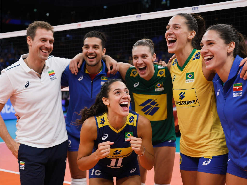 朱婷与斯坎迪奇旧友温馨合影，加比意外抢镜